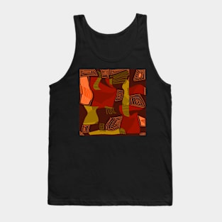 Mazipoodles Psychedelic Egyptian Collage Brown Olive Tank Top